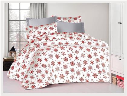 Μονό 160x240εκ. Snowflake 462 White-Red Dimcol