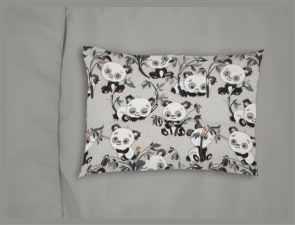 Panda Παιδική Μαξιλαροθήκη από 100% Βαμβάκι 50x70εκ. Grey Dimcol
