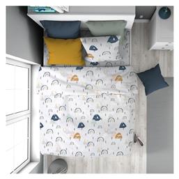 Παιδική Παπλωματοθήκη Μονή Βαμβακερή White-blue 160x240εκ. Dimcol
