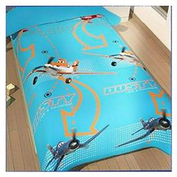 Παιδικό Κουβερλί Μονό Planes Dusty Μπλε 170x260εκ. Dimcol