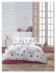 Σετ Σεντόνια Μονά 160x240εκ. Έρως 301 White-red 3τμχ Dimcol