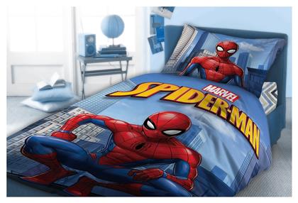 Spiderman 812 Σετ Σεντόνια Μονά Βαμβακερά σε Μπλε Χρώμα 160x240cm 2τμχ Dimcol