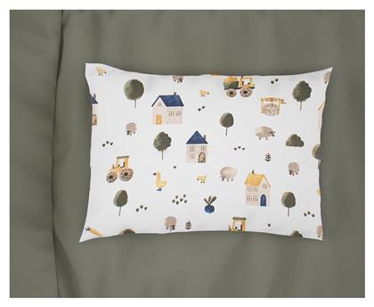 Βρεφική Μαξιλαροθήκη από 100% Βαμβάκι White-green 45x35εκ. Dimcol