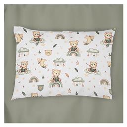 Βρεφική Μαξιλαροθήκη από 100% Βαμβάκι White-olive 35x45εκ. Dimcol