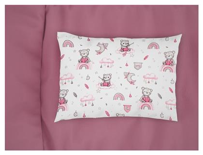 Βρεφική Μαξιλαροθήκη από 100% Βαμβάκι White-pink 35x45εκ. Dimcol
