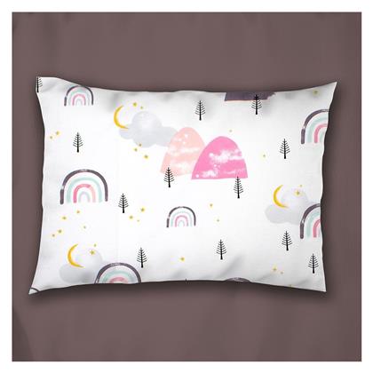Βρεφική Μαξιλαροθήκη από 100% Βαμβάκι White-pink 45x35εκ. Dimcol