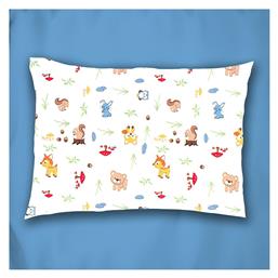 Βρεφική Μαξιλαροθήκη από 100% Βαμβάκι White-sky Blue 45x35εκ. Dimcol
