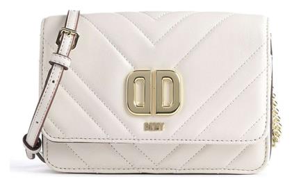 Delphine Δερμάτινη Γυναικεία Τσάντα Χιαστί Μπεζ DKNY