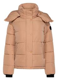 Κοντό Γυναικείο Puffer Μπουφάν για Χειμώνα Καφέ DKNY