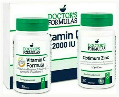 Doctor's Formulas Vitamin C Formula Fast Action 1000 mg 30 caps & Optimum Zinc 15 mg 30 tabs & Δώρο Vitamin D3 2000 IU 60 soft gels Πολυβιταμίνη 30 κάψουλες - Doctors Formulas