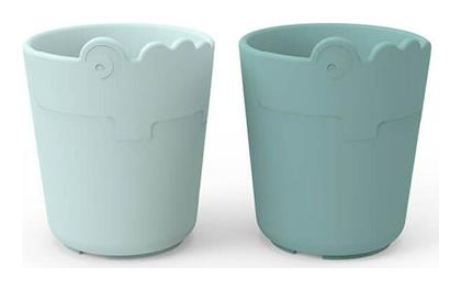 Παιδικά Ποτηράκια ''Kiddish Mini Mug 2-pack Croco'' από Σιλικόνη Μπλε 2τμχ 100ml για 24m+ Done by Deer