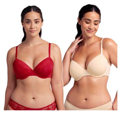 Demi Αυτοκόλλητα Σουτιέν Κόκκινο & Μπεζ 2Pack Dorina