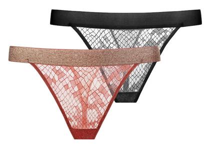 Γυναικεία String 2Pack Κεραμιδί, Μαύρο Dorina