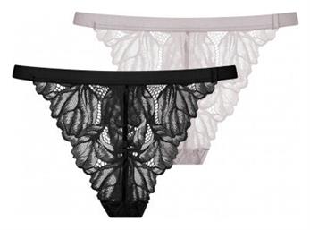 Γυναικεία String 2Pack με Δαντέλα Black/lilac Dorina