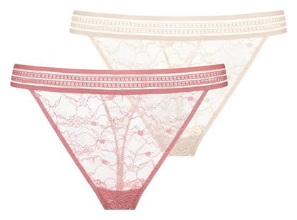 Γυναικεία String 2Pack με Δαντέλα Λευκό Dorina
