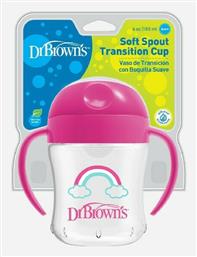 Dr. Brown's Εκπαιδευτικό Μπιμπερό με Λαβές 6m+ Ροζ 180ml - Dr Browns
