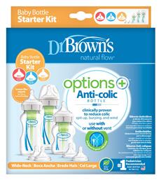 Dr. Brown's Options+ Baby Bottle Starter Kit Σετ Πλαστικά Μπιμπερό με Θηλή Σιλικόνης για 0+ μηνών 270ml 12τμχ - Dr Browns
