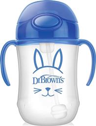 Dr. Brown's Παιδικό Ποτηράκι με Λαβές και Καλαμάκι ''Baby's First'' από Πλαστικό Μπλε 270ml για 6m+ από το Pharm24