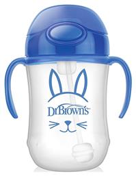 Dr. Brown's Παιδικό Ποτηράκι με Λαβές και Καλαμάκι ''Baby's First'' από Πλαστικό Μπλε 270ml για 6m+ - Dr Browns