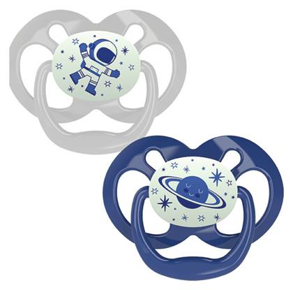 Dr. Brown's Πιπίλες Σιλικόνης Νυκτός με Θήκη Astronaut - Μπλε-Γκρι για 6-18 μηνών 2τμχ - Dr Browns από το Pharm24