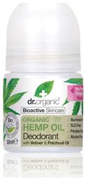 Dr.Organic Hemp Oil Φυσικό Αποσμητικό σε Roll-On Χωρίς Αλουμίνιο 50ml - Dr Organic