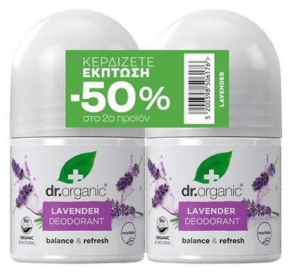 Dr.Organic Lavender Αποσμητικό σε Roll-On 2x50ml - Dr Organic