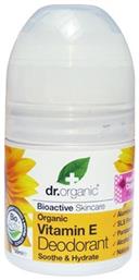 Dr.Organic Vitamin E Φυσικό Αποσμητικό σε Roll-On Χωρίς Αλουμίνιο 50ml - Dr Organic