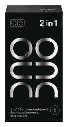 Προφυλακτικά 2 In 1 Ultra Thin & Natural Lubricants Λεπτά 6τμχ Duo