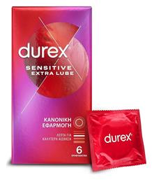 Durex Προφυλακτικά Sensitive Extra Lube Λεπτά 6τμχ