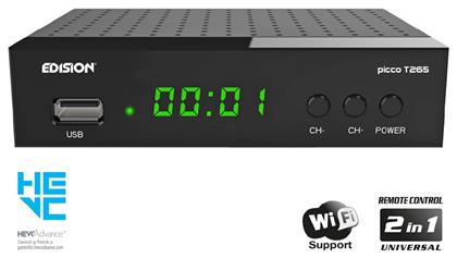Picco T265 Ψηφιακός Δέκτης Mpeg-4 Full HD (1080p) με Λειτουργία PVR (Εγγραφή σε USB) Σύνδεσεις SCART / HDMI / USB Edision