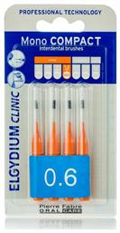 Clinic Mono Compact Μεσοδόντια Βουρτσάκια 0.6mm Πορτοκαλί 4τμχ Elgydium