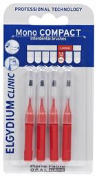 Clinic Mono Compact Μεσοδόντια Βουρτσάκια 0.7mm Κόκκινα 4τμχ Elgydium