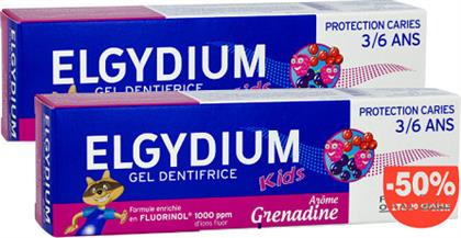Elgydium Οδοντόκρεμα Elgydium Kids 50ml 1000 ppm με Γεύση Red Berries για 2+ χρονών 2τμχ