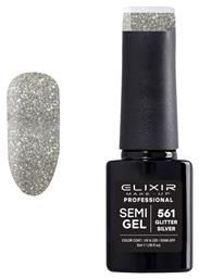 Semi Gel Ημιμόνιμο Βερνίκι Νυχιών 561 Glitter Silver με Glitter 5ml Elixir