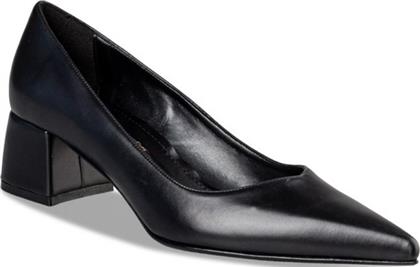 Envie Shoes Δερμάτινες Μυτερές Γόβες με Μεσαίο Τακούνι Μαύρες από το IzyShoes