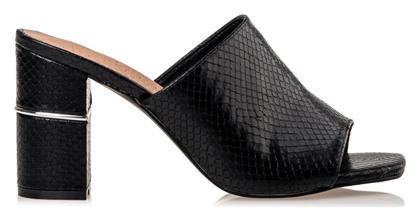 Mules με Χοντρό Ψηλό Τακούνι σε Μαύρο Χρώμα Envie Shoes
