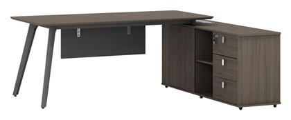 Επαγγελματικό Γραφείο Denith 180x160x75εκ. Ανθρακί-Καρυδί - Pakketo