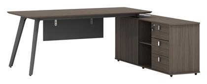 Επαγγελματικό Γραφείο Denith 200x160x75εκ. Ανθρακί-Καρυδί - Pakketo