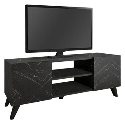 Έπιπλο Τηλεόρασης Ξύλινο Evelyn Μαύρο Μ140xΠ35xΥ46cm - Megapap