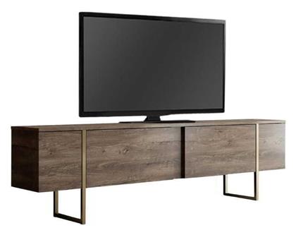 Έπιπλο Τηλεόρασης Ξύλινο Luxe Καρυδί - Χρυσό Μ180xΠ30xΥ50cm - Megapap