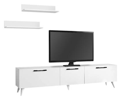 Έπιπλο Τηλεόρασης Ξύλινο Mareta Λευκό Μ180xΠ31.3xΥ42cm - Megapap