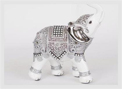 Επιτραπεζιο Διακοσμητικο Ελεφαντας Λευκος Ασημι 17x7x19cm 12898 752-11543 - Estheti