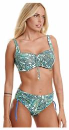 Set Bikini Floral Ψηλόμεσο Τιρκουάζ Erka Mare