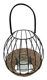 Φαναράκι Ψάθινο Επιτραπέζιο Μαύρο 23x23x22εκ. Espiel