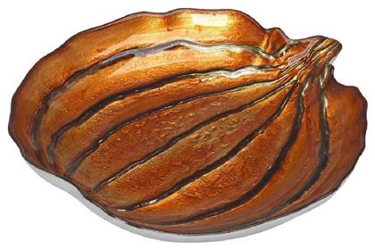 Pumpkin Διακοσμητική Πιατέλα Στρογγυλή Πορσελάνης Πορτοκαλί-Ασημί 32.5x32.5x3εκ. Espiel