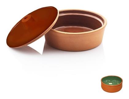Terracotta Στρογγυλό Πυρίμαχο Σκεύος Κεραμικό με Καπάκι 15x15x6cm Espiel