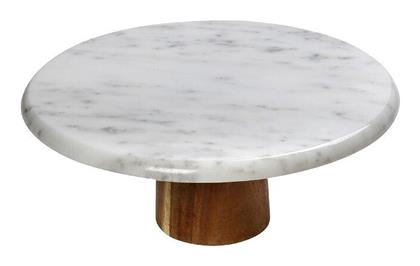 Τουρτιέρα Ξύλινη με Καπάκι & Πόδι Λευκή 25x25x10εκ. Espiel