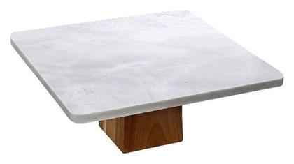 Τουρτιέρα Ξύλινη με Καπάκι & Πόδι Λευκή 25x25x11εκ. Espiel