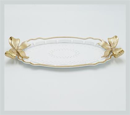 Home Δισκος Φιογκους Πολυρεζιν Λευκο-χρυσο 32x15.5x4εκ 819-00557 Estheti