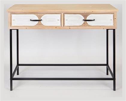 Home Κονσόλα Ξύλινη Δύο Συρτάρια Φυσικό Μεταλλική Βάση 100x41x80.50cm 750-25021 Estheti